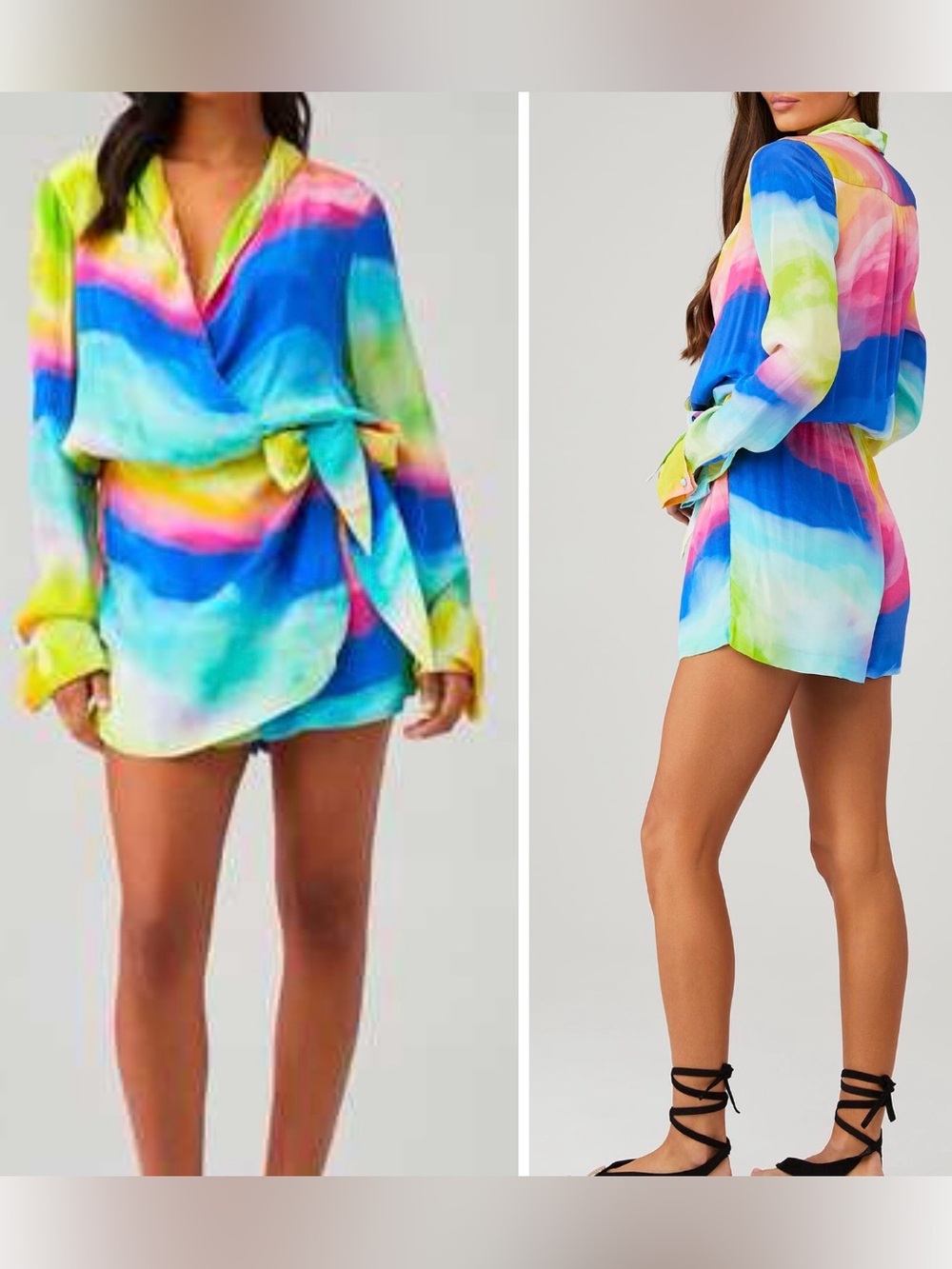 Rococo Sand x Fashion Pass | Wrap Romper in Rainbow size Small NWT